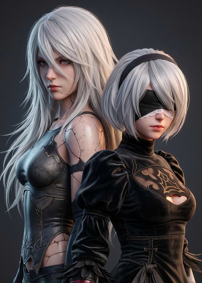 A2 and 2B from NieR: Automata