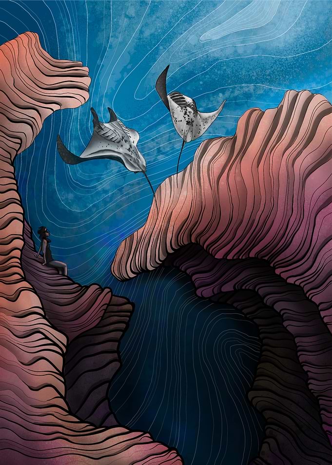 Person Watching Rays in Canyon