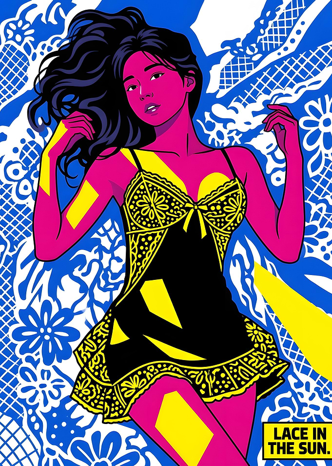 Pop Art Woman in Lace Slip