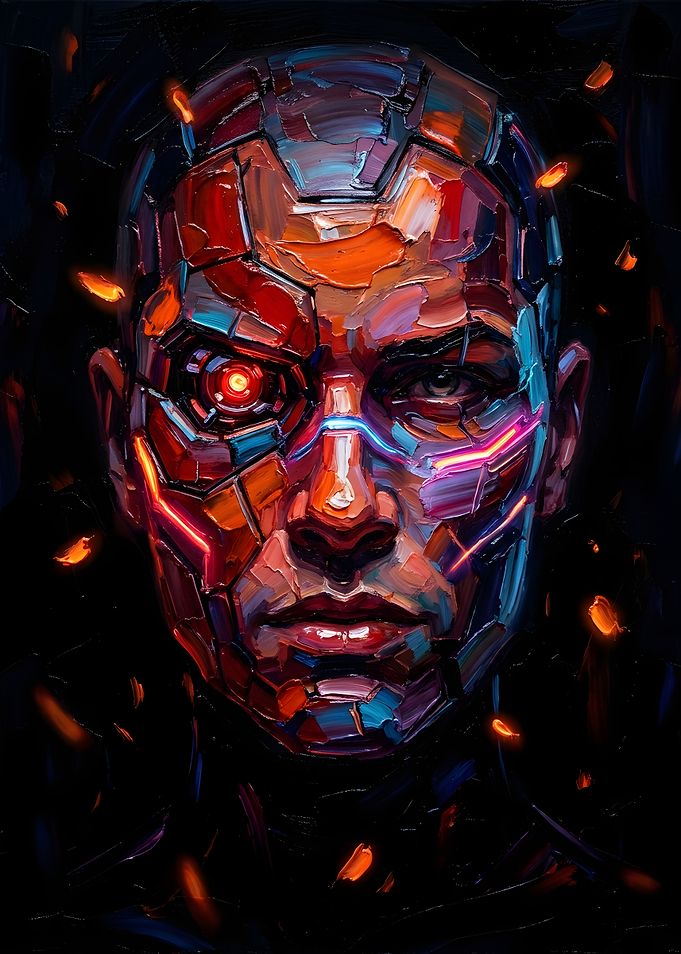 Cyborg Portrait Oil Painting