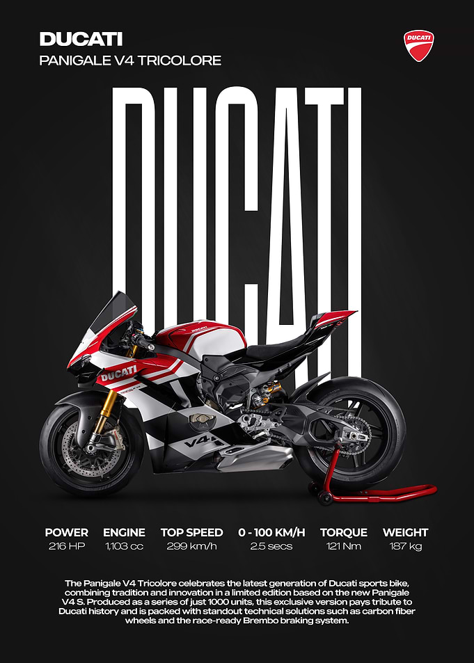 Ducati Panigale V4 Tricolore Poster