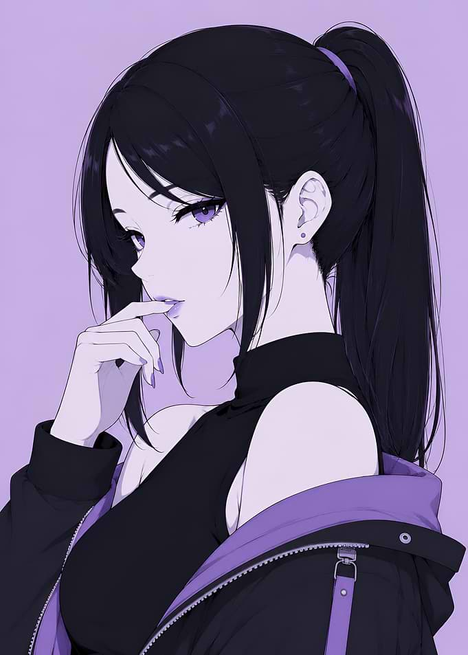 Anime Girl with Purple Aesthetic
