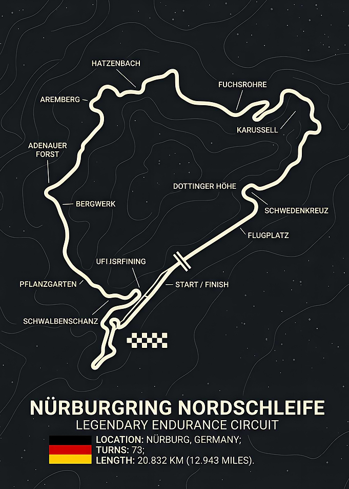 Nürburgring Nordschleife Circuit Map Poster