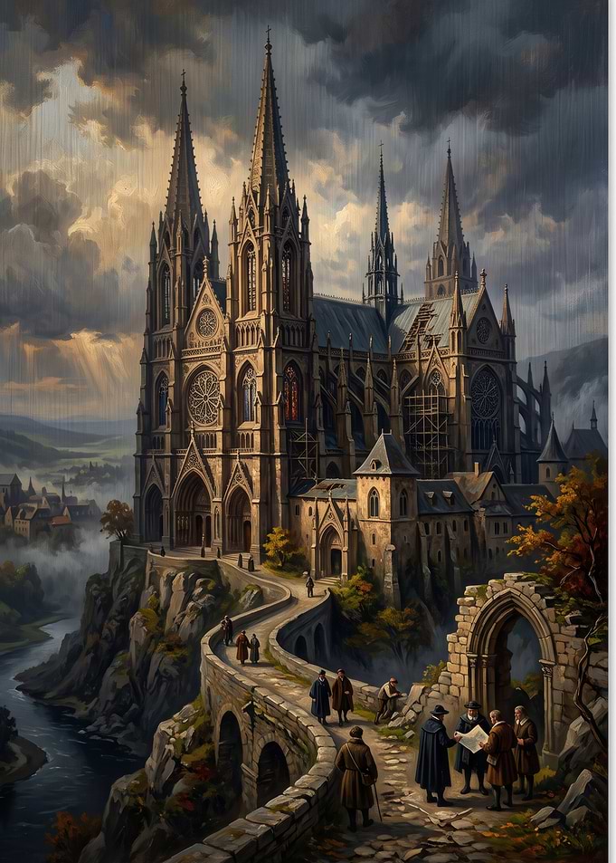 Gothic Cathedral on a Cliffside