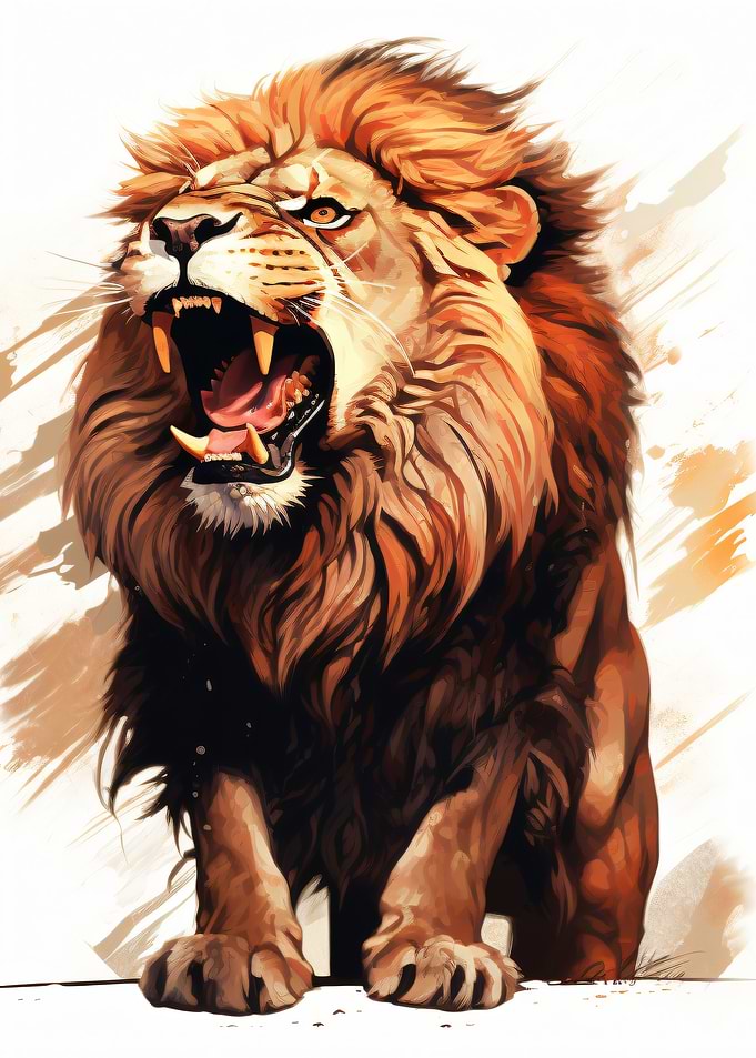 Fierce Roaring Lion Digital Illustration