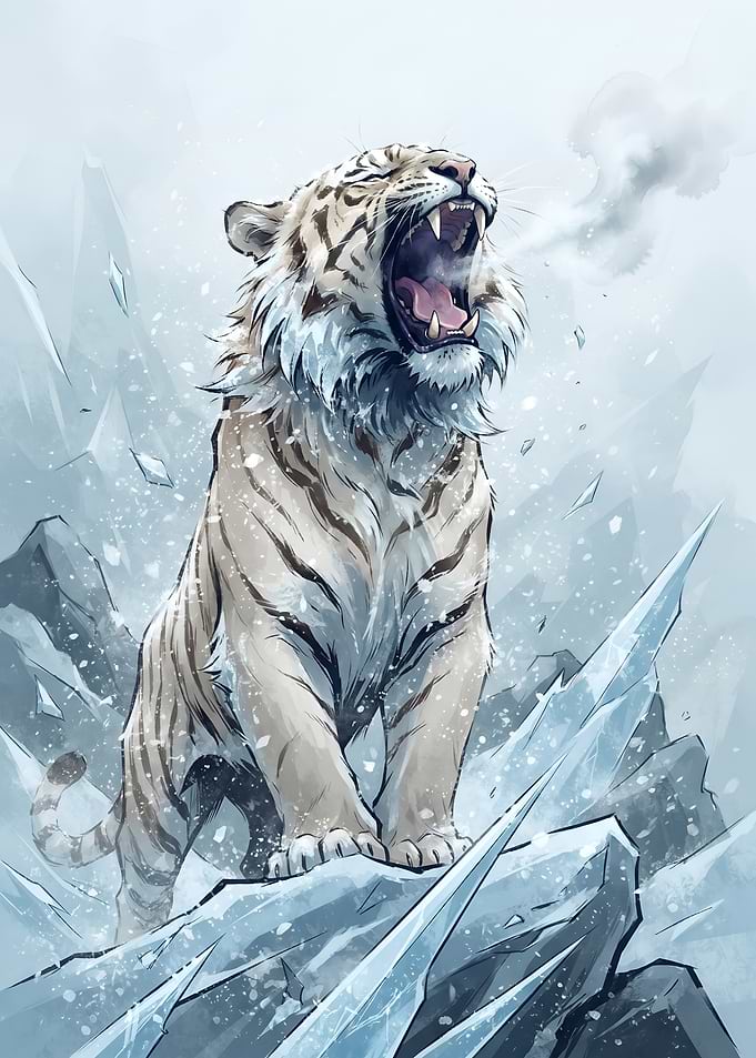 Majestic Snow Tiger on Icy Peak