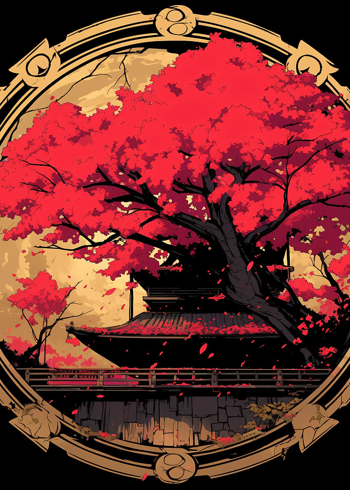 Red Maple Tree at Japanese Temple