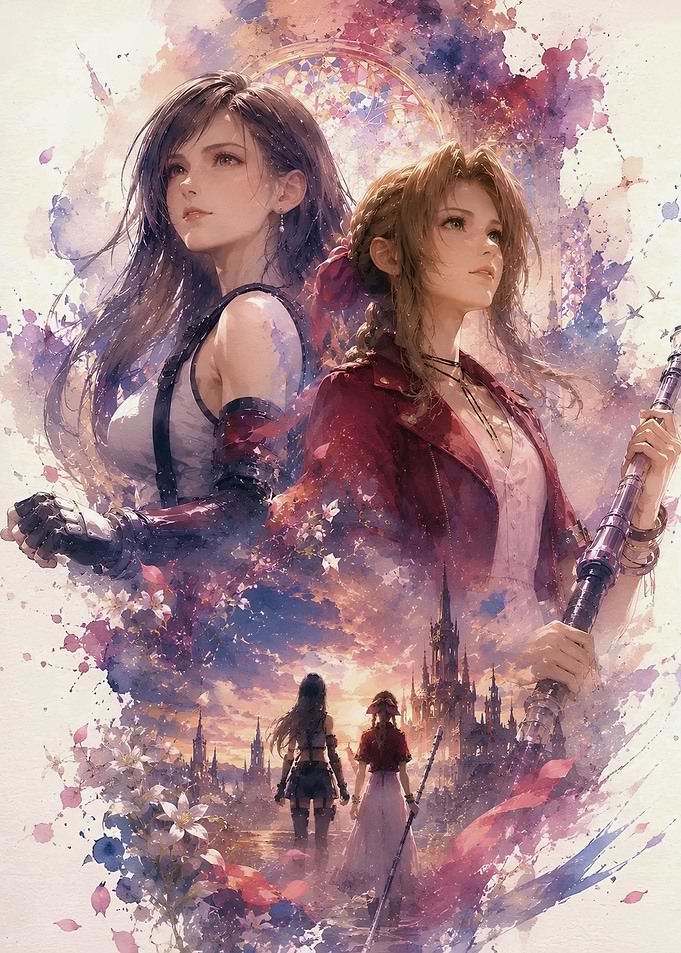 Tifa and Aerith Final Fantasy Art