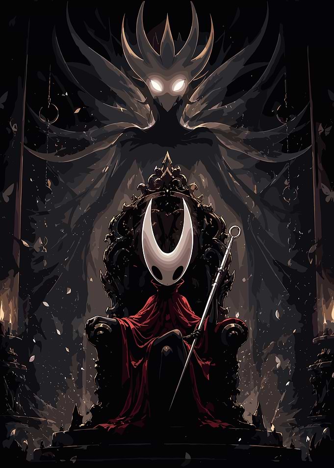 Hornet on Throne Hollow Knight Art