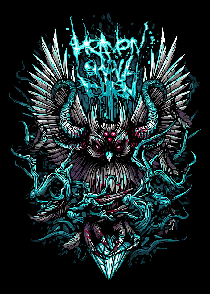 Dark Fantasy Horned Owl Illustration
