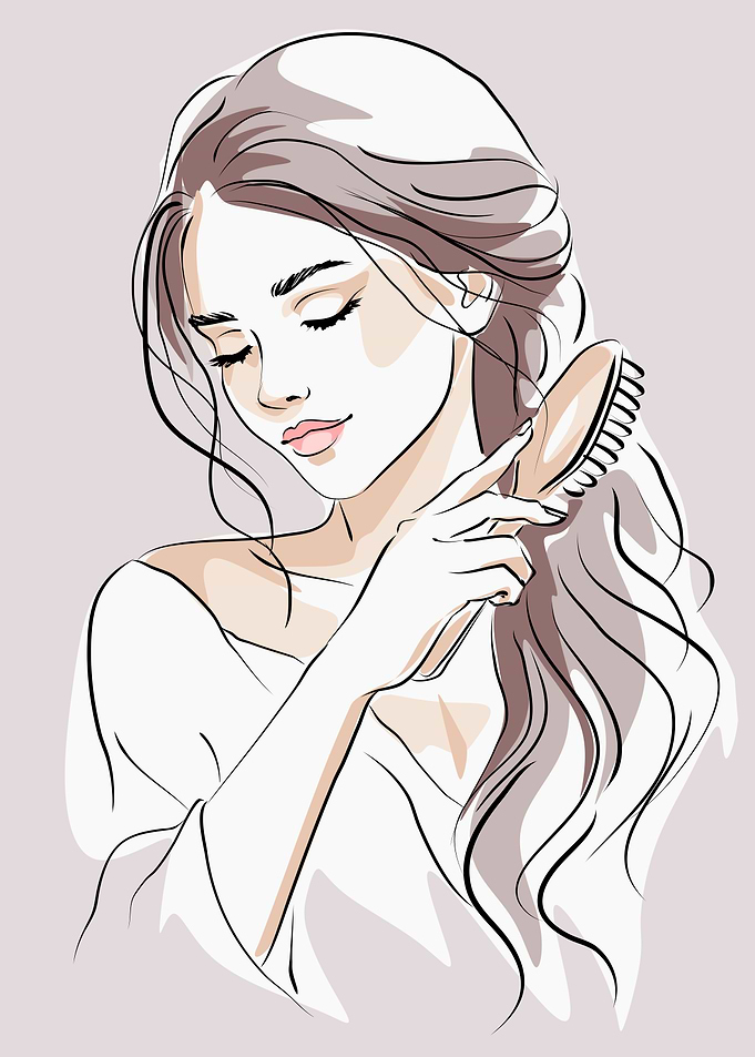 Elegant Woman Brushing Her Hair