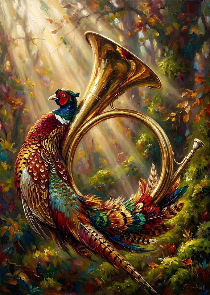 Pheasant and Golden Hunting Horn
