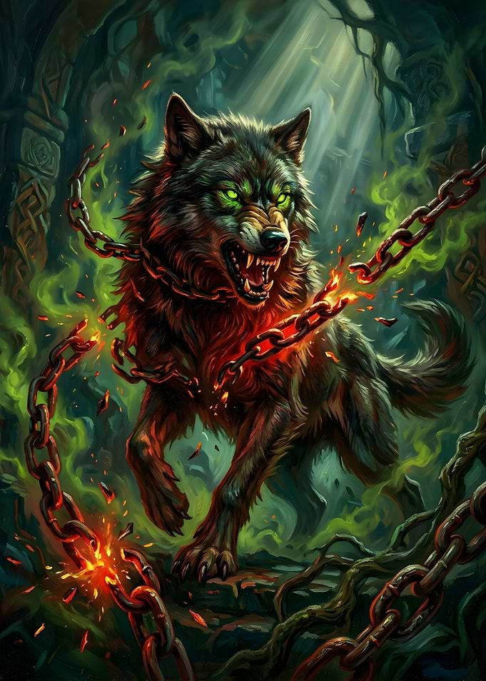 Ferocious Wolf Breaking Free From Chains