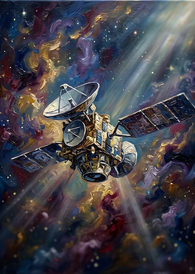 Oil Painting of Space Satellite