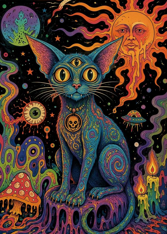 Psychedelic Three-Eyed Cosmic Cat