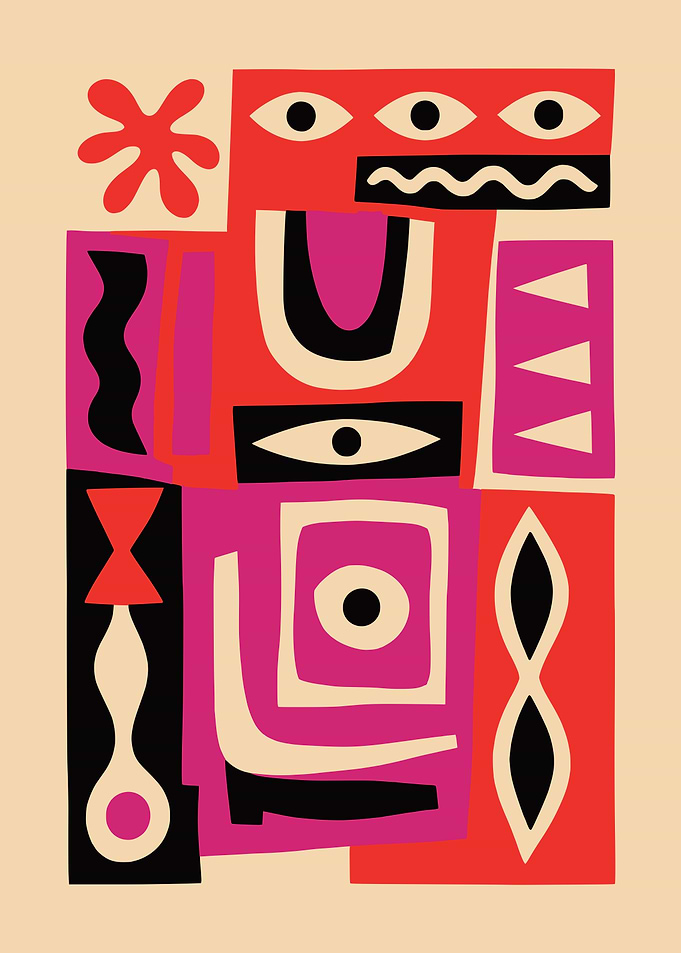 Abstract Matisse-Inspired Geometric Art Print