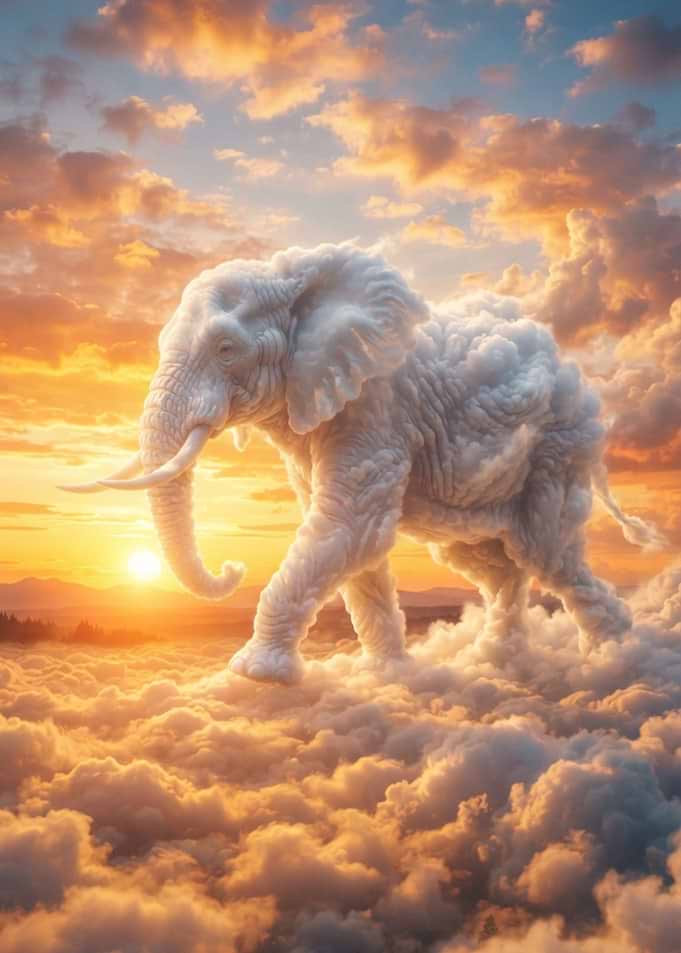 Majestic Cloud Elephant at Sunset