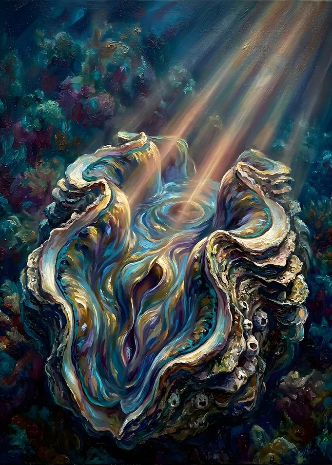 Radiant Giant Clam Underwater Painting