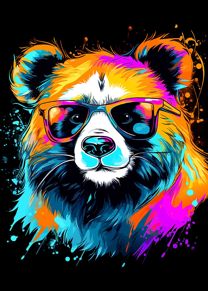 Colorful Neon Raccoon Portrait