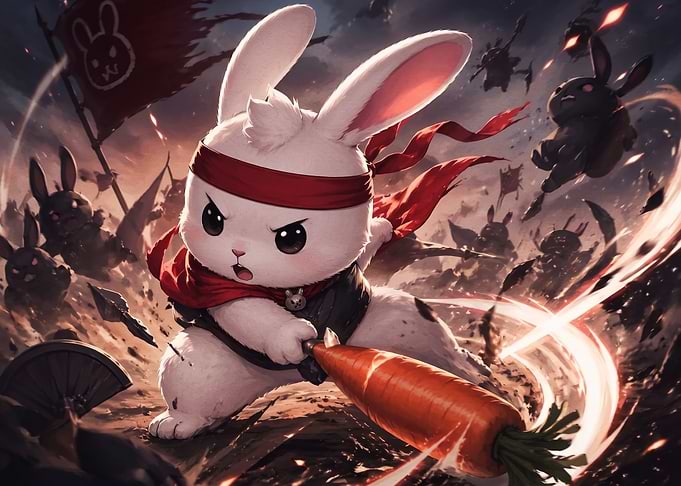 Warrior Rabbit Leading Battle Charge