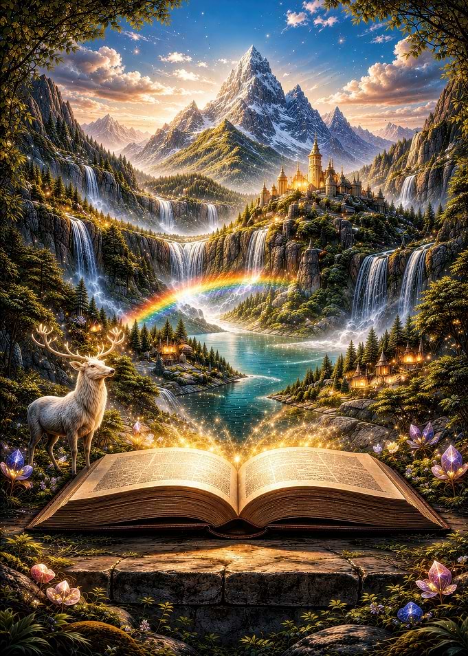 Magical Fantasy World Emerging From Book