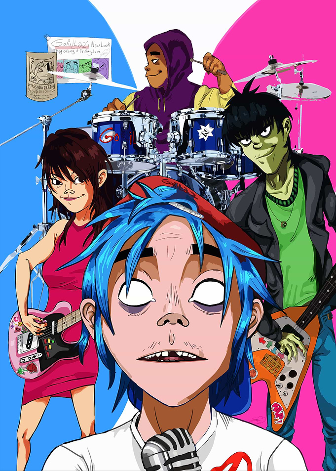 Gorillaz Band Members Pixel Art