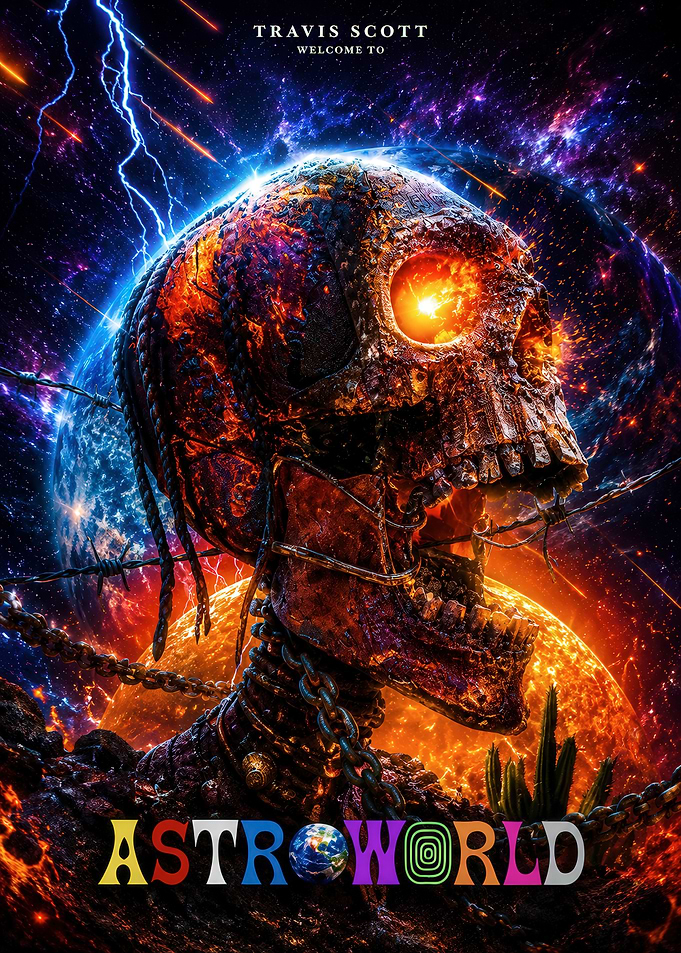 Travis Scott Astroworld Skull Poster