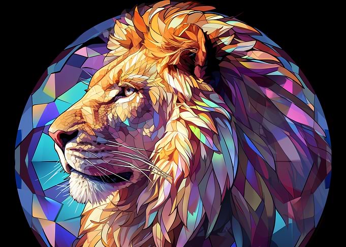 Stained Glass Lion Portrait