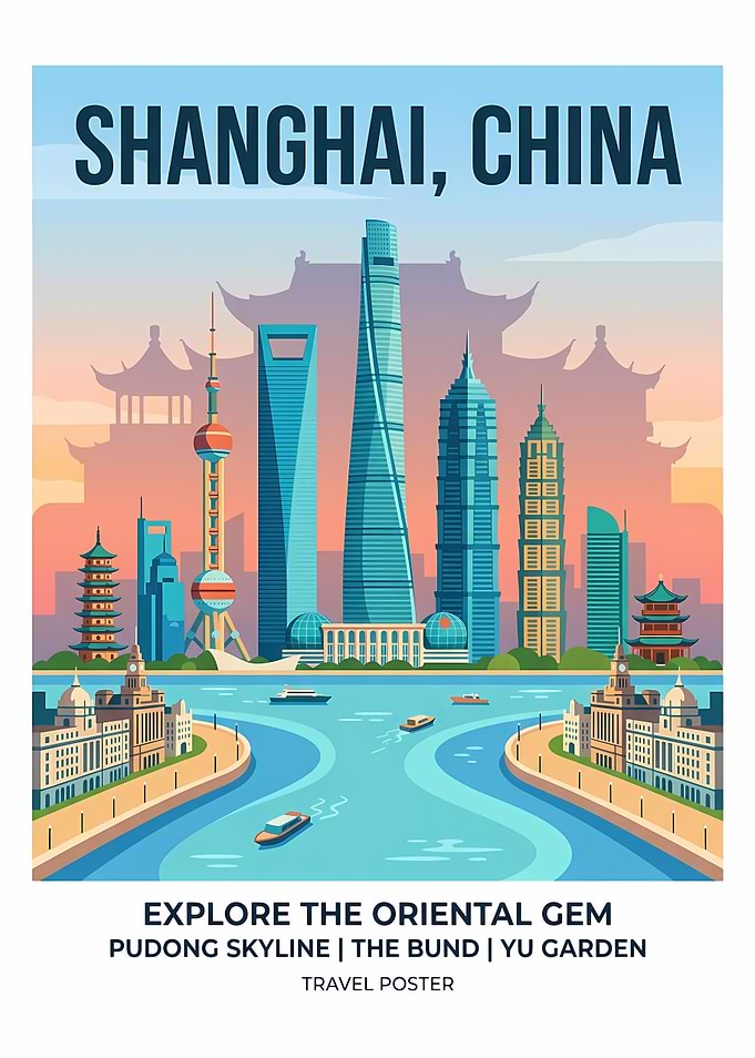 Shanghai China Travel Poster