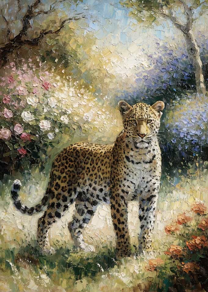 Oil Painting of a Majestic Leopard
