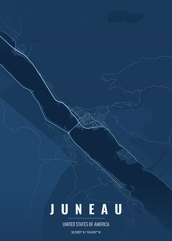 Minimalist Map Poster of Juneau Alaska