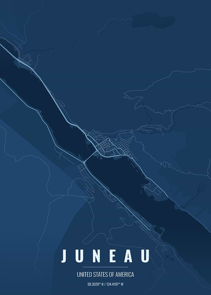 Minimalist Map Poster of Juneau Alaska