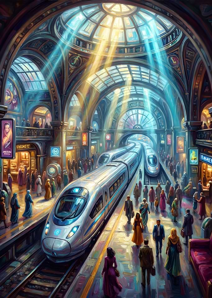 Futuristic Train Station Interior