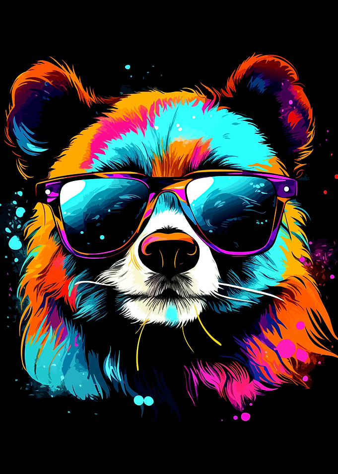 Colorful Pop Art Raccoon Portrait