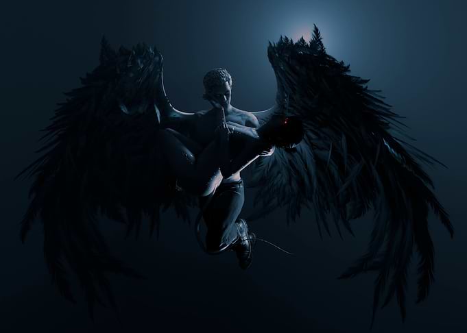 Dark Angel Carrying a Demon