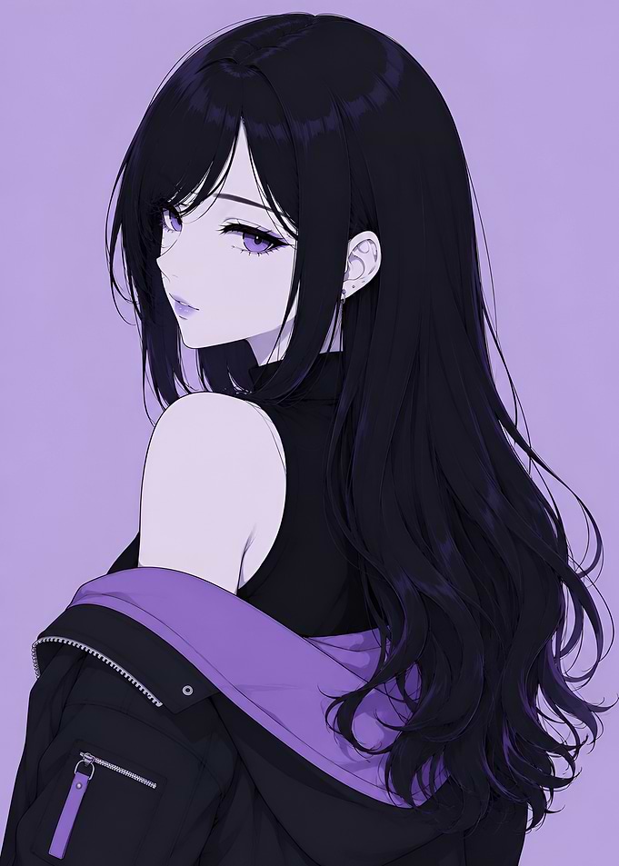 Anime Girl with Long Black Hair