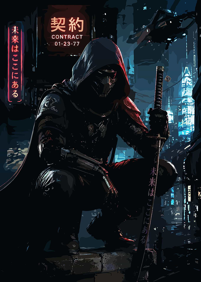 Cyberpunk Assassin with Katana