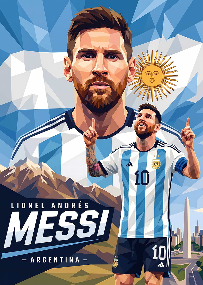 Lionel Messi Argentina Low Poly Poster