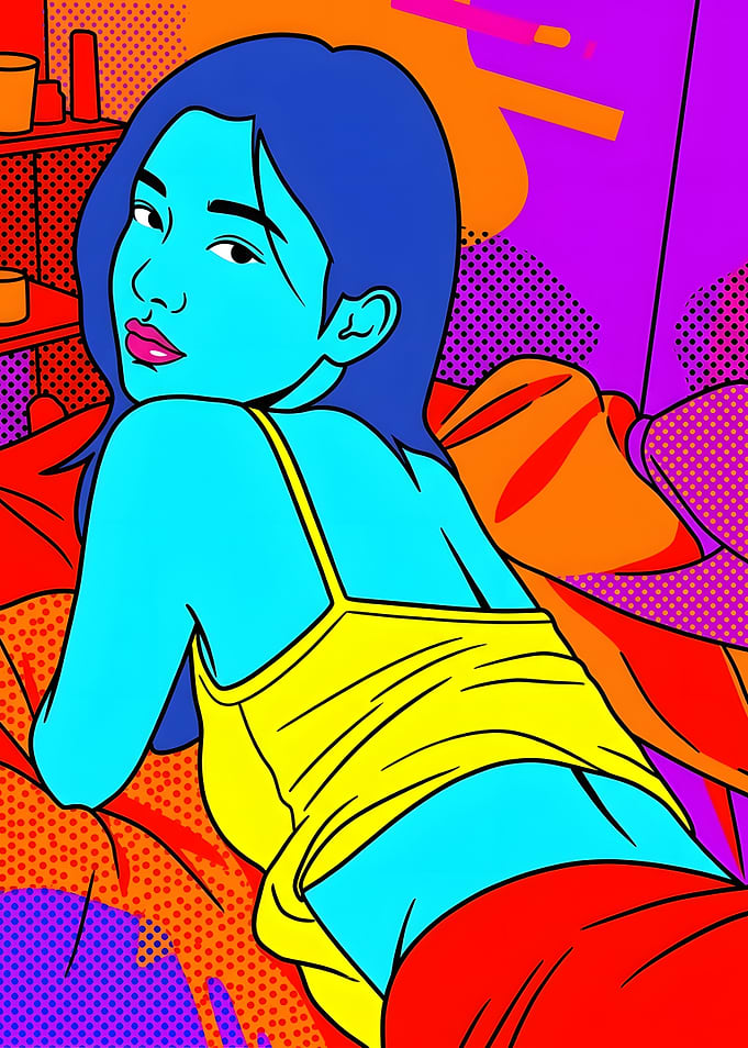 Pop Art Style Portrait of Woman