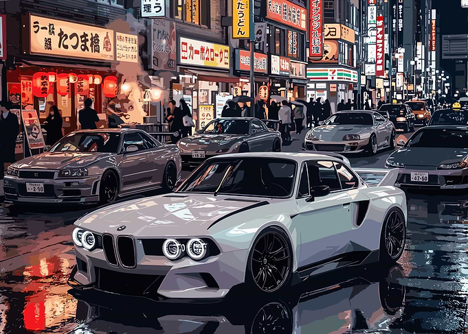 Modified BMW in Tokyo Street Scene