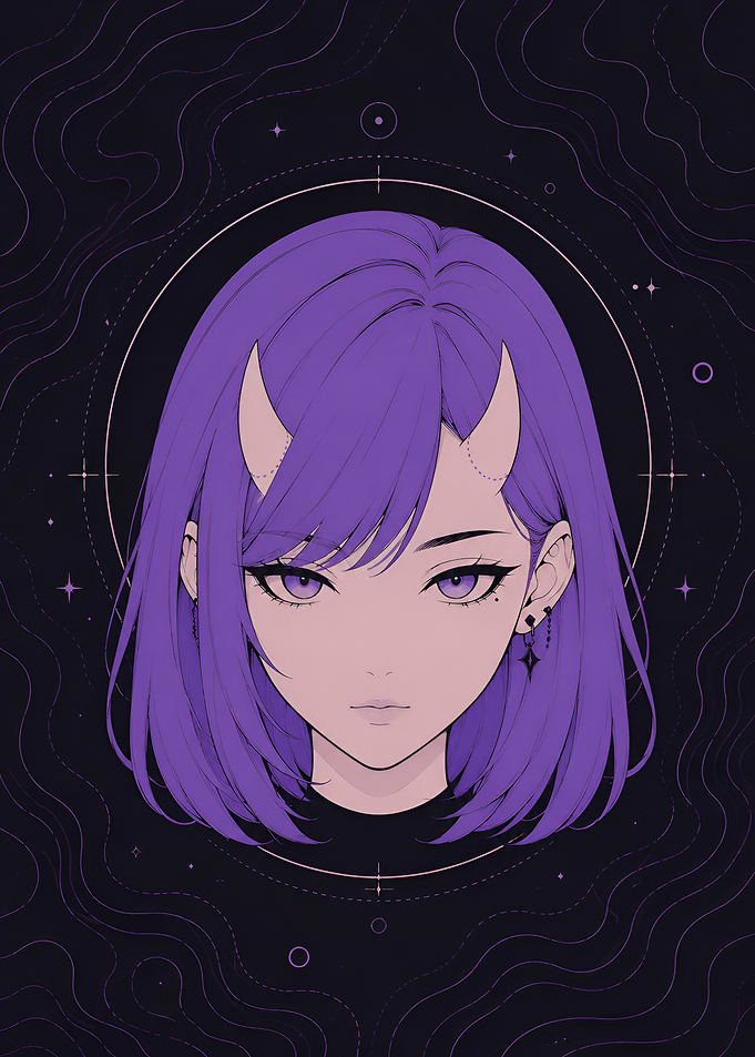 Anime Demon Girl Portrait