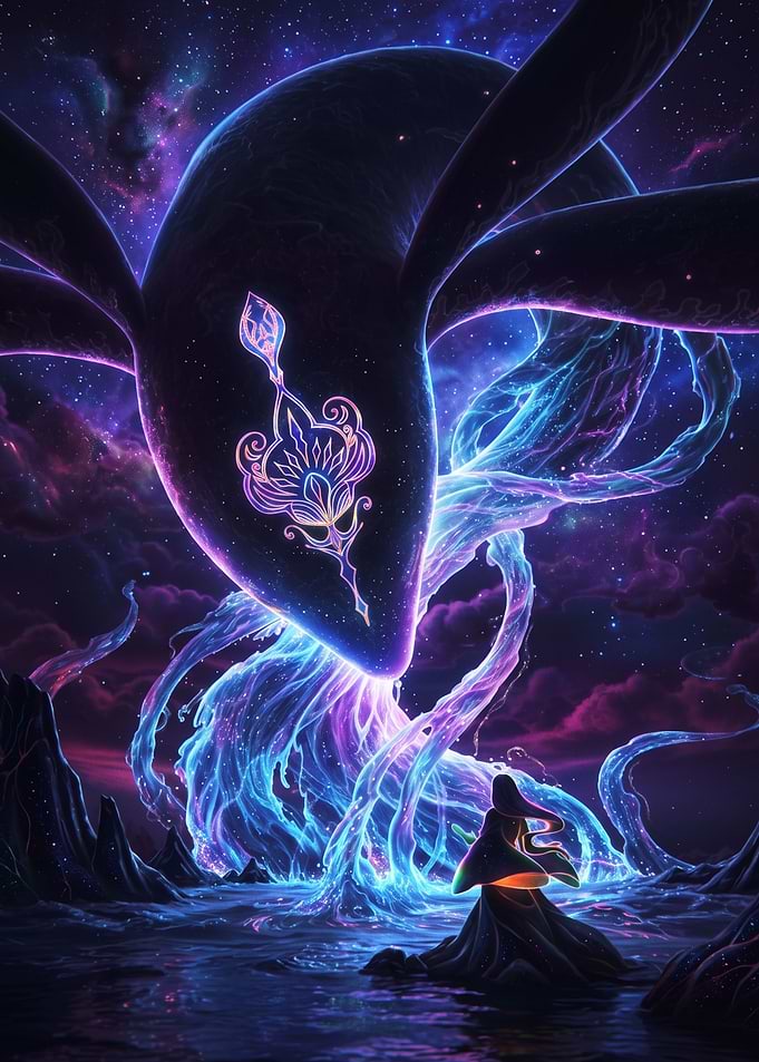 Cosmic Entity Encountering a Figure