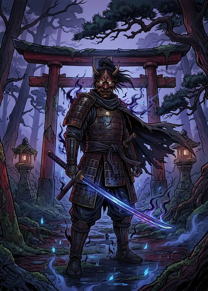 Oni Mask Samurai Warrior