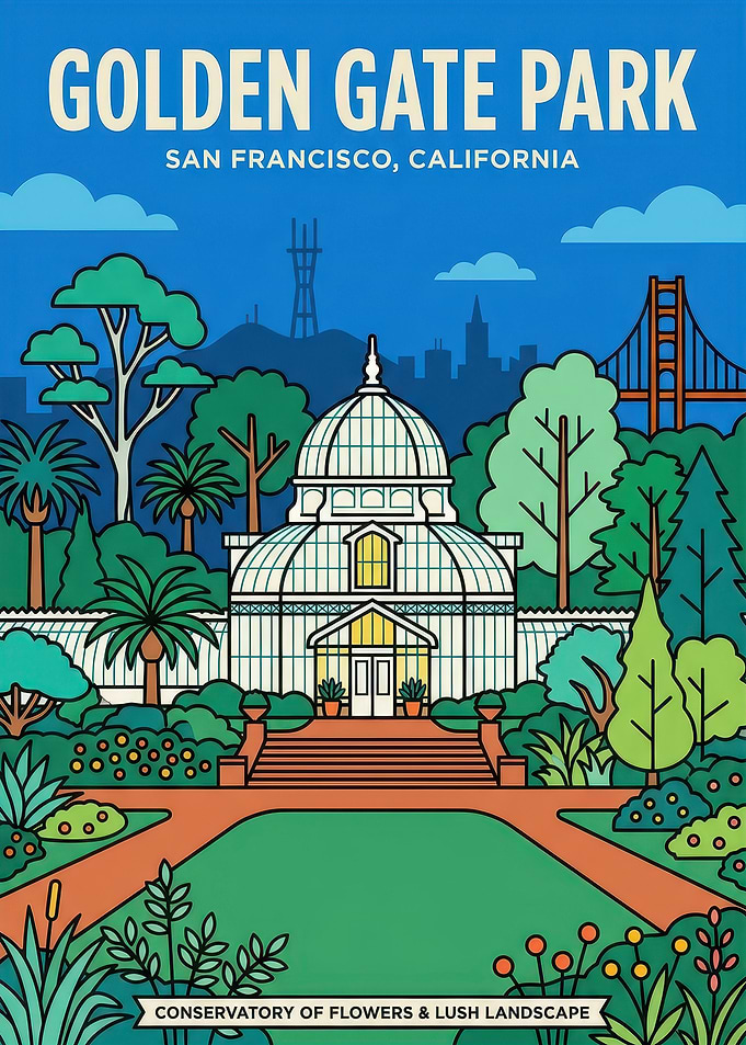 Golden Gate Park Travel Poster