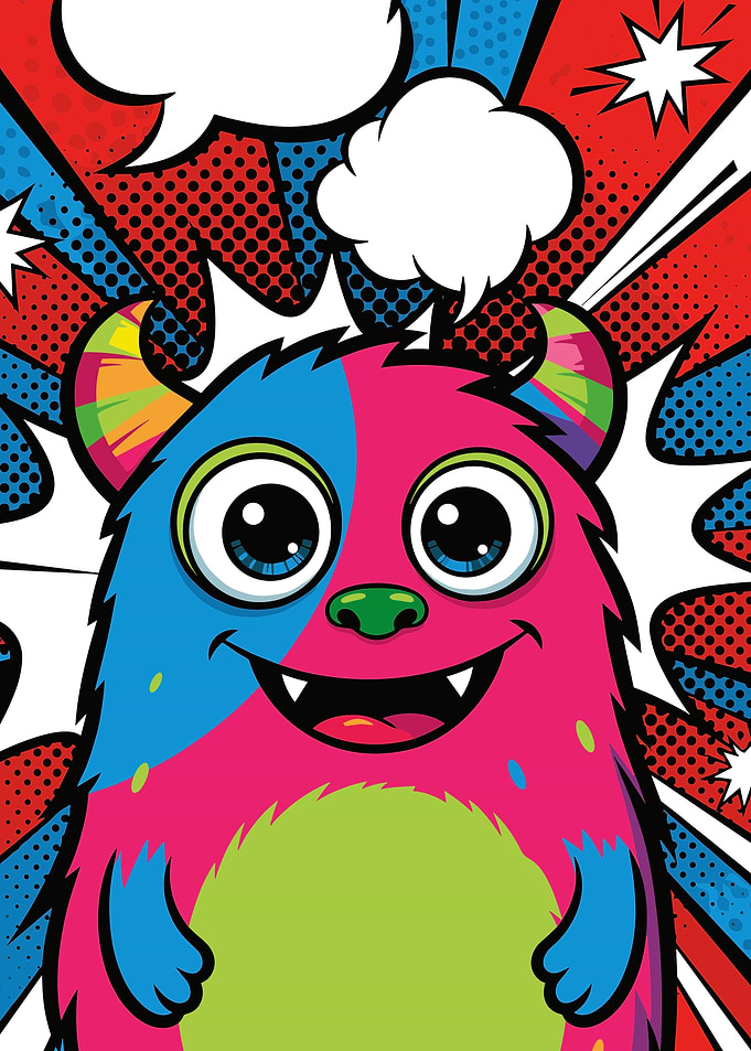 Colorful Pop Art Monster Illustration
