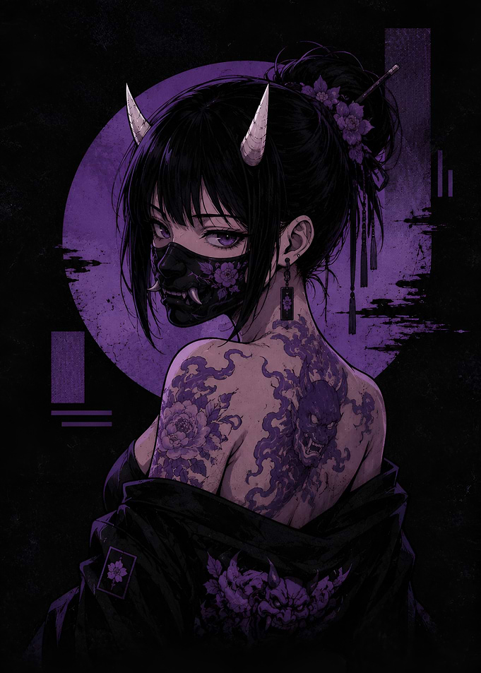 Anime Purple Oni Mask
