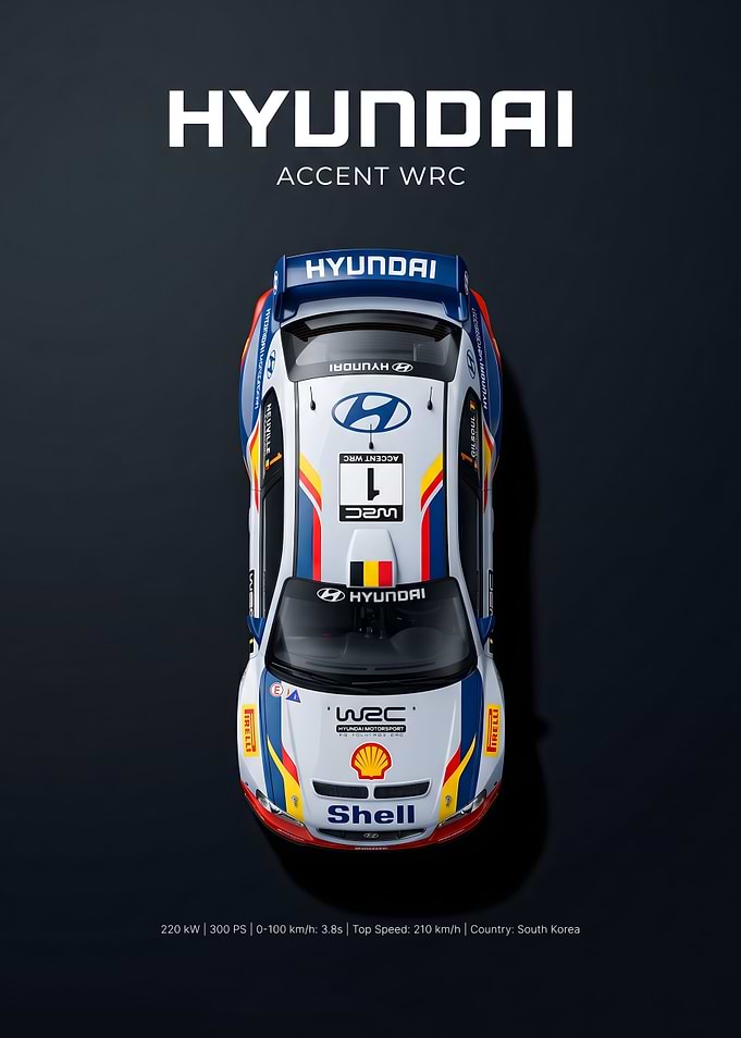 Hyundai Accent WRC Rally Car Poster