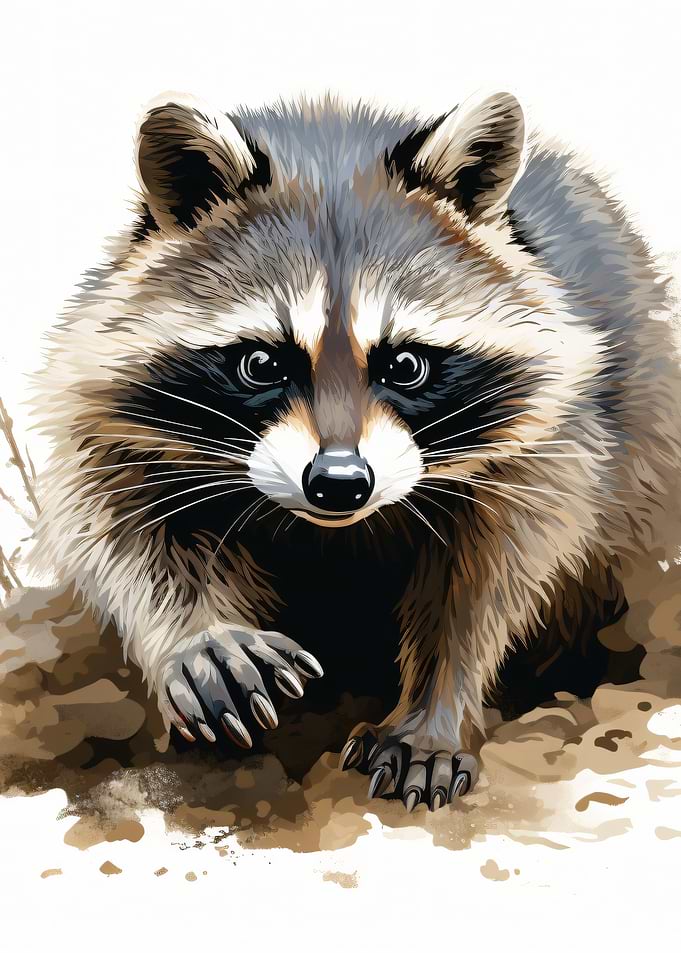 Detailed Raccoon Portrait Illustration