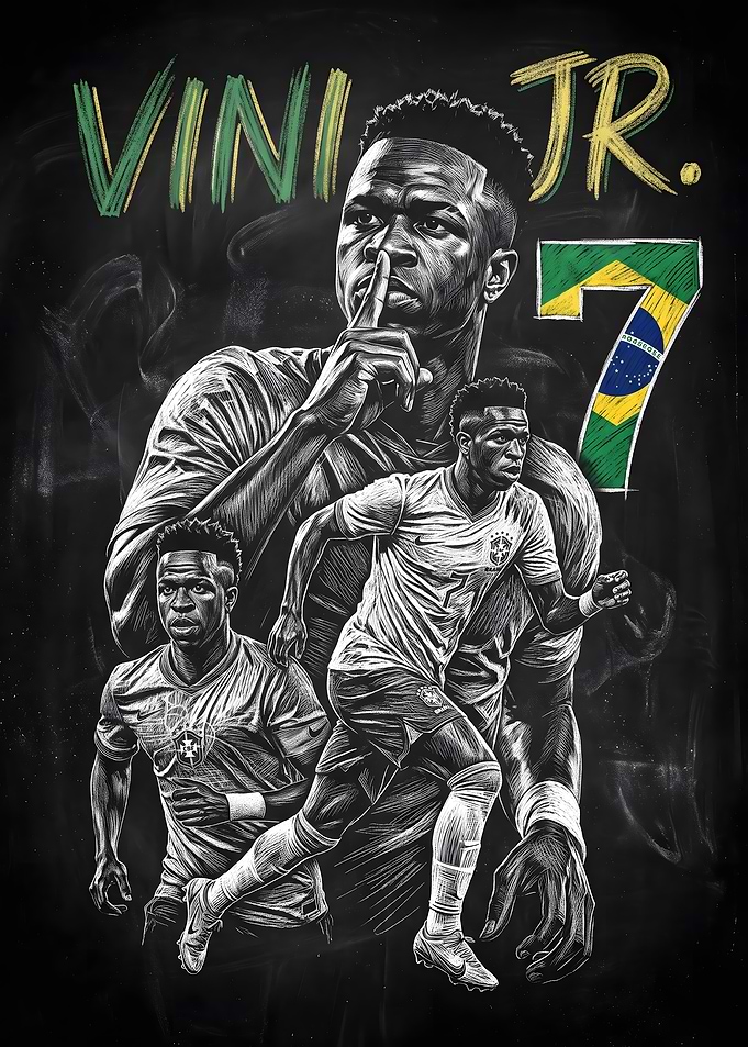 Vinicius Junior Brazil Football Poster
