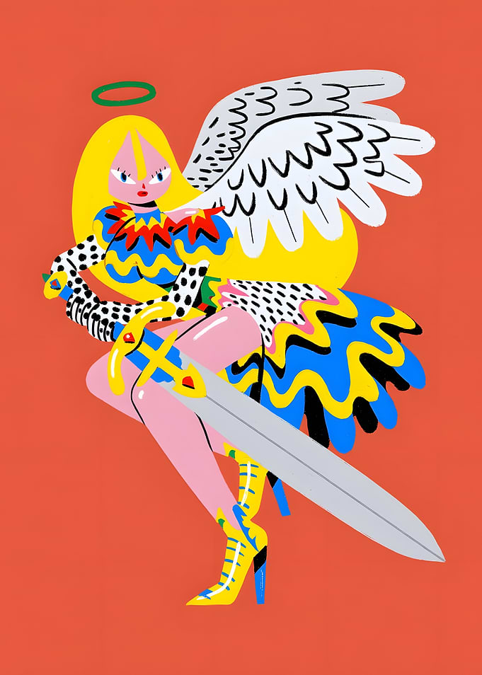 Colorful Pop Art Angel Warrior